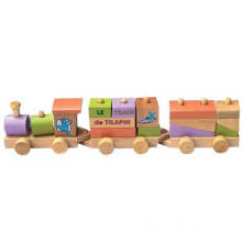 Trem de brinquedo de madeira, brinquedo de criança de construção (wj276879)